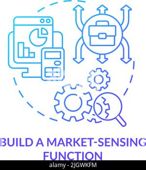 Build market sensing function blue gradient concept icon Stock Vector