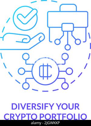 Diversify your crypto portfolio blue gradient concept icon Stock Vector
