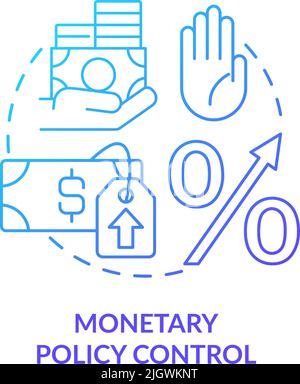 Monetary policy control blue gradient concept icon Stock Vector