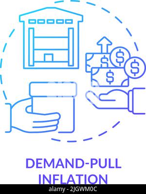 Demand pull inflation blue gradient concept icon Stock Vector