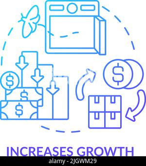 Increases growth blue gradient concept icon Stock Vector