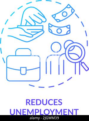 Reduces unemployment blue gradient concept icon Stock Vector