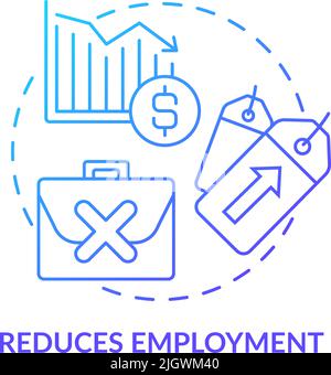 Reduces employment blue gradient concept icon Stock Vector