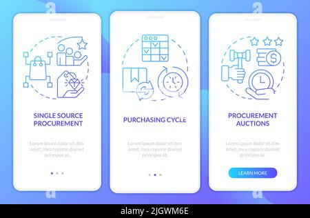 Effective purchasing strategies blue gradient onboarding mobile app screen Stock Vector