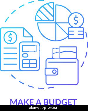 Make budget blue gradient concept icon Stock Vector