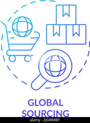 Global sourcing blue gradient concept icon Stock Vector