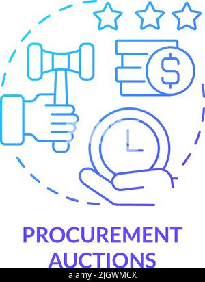 Procurement auctions blue gradient concept icon Stock Vector