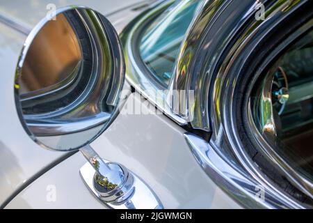 Classic Car Rounded Rear Window round rear view morror of a classic car Stock Photo - Alamy