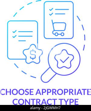 Choose appropriate contract type blue gradient concept icon Stock Vector