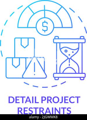 Detail project restraints blue gradient concept icon Stock Vector