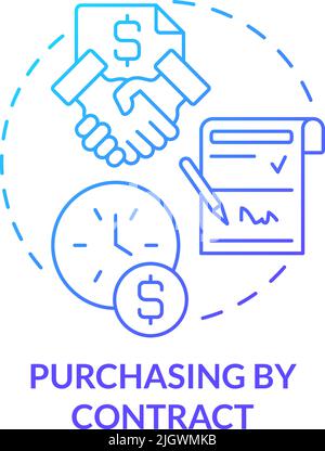 Purchasing by contract blue gradient concept icon Stock Vector