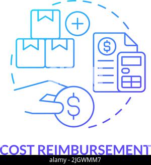 Cost reimbursement blue gradient concept icon Stock Vector