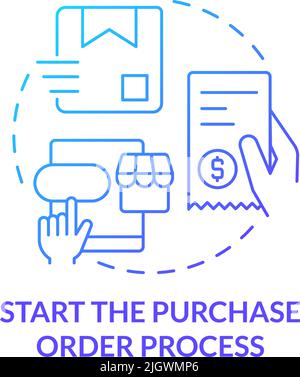 Start purchase order process blue gradient concept icon Stock Vector