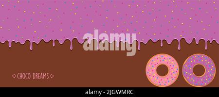 sweet tasty melting chocolate icing background choco dreams donut Stock Vector