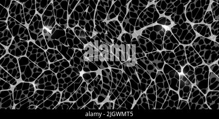 Top view of the water surface with caustic ripples as a seamless pattern on black background. The texture of the pool with sun glare. Transparent imit Stock Vector