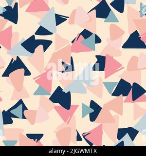 Seamless pastel geometric pattern of triangles by hand Stock Vector