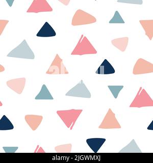 Seamless pastel geometric pattern of triangles by hand Stock Vector
