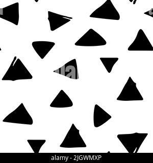 Seamless geometric pattern of triangles by hand. Modern trendy monochrome vector illustration. Stock Vector