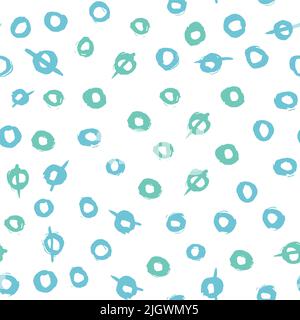 Seamless abstract hand drawn pastel blue circle background pattern Stock Vector