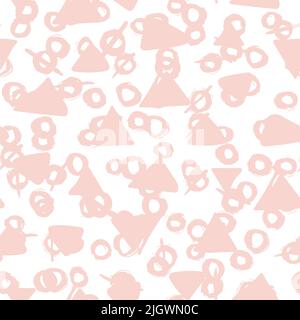 Seamless pastel geometric pattern of pink triangles circle by hand draw Stock Vector