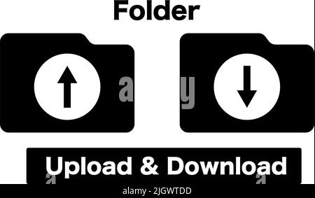 Download and upload folder silhouette icon. Editable vector. Stock Vector