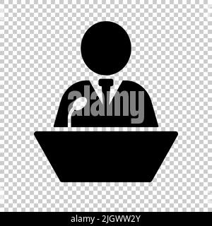 Icon of a person giving a speech isolated on a transparent background. Election speech. Editable vector. Stock Vector