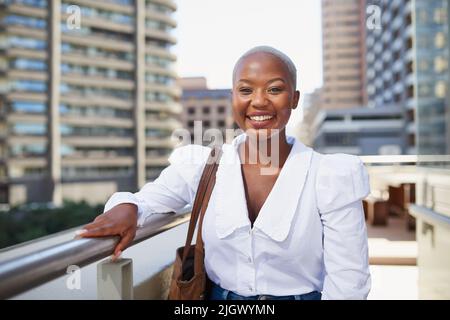 Portrait of a young Black woman working in the city Stock Photo