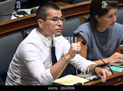 Brussels, Belgium, 13 July 2022, N-VA's Sander Loones pictured during a plenary session of the Chamber at the Federal Parliament in Brussels, Wednesday 13 July 2022. BELGA PHOTO ERIC LALMAND Stock Photo