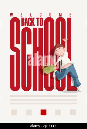 Welcome back to school typographic poster design Stock Vector