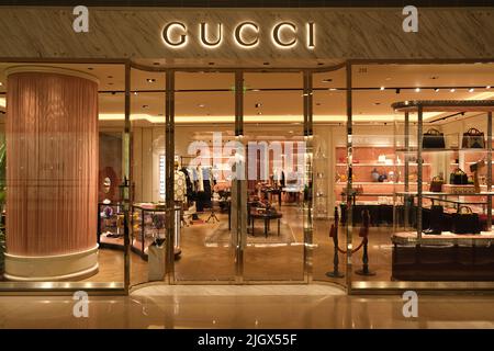 Shanghai.China-Nov.6th 2021: facade of GUCCI retail store. Luxury fashion brand Stock Photo