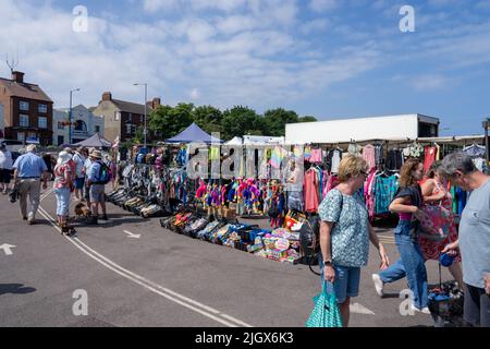 A view of the local weekly market at Sheringham North Norfolk Stock Photo