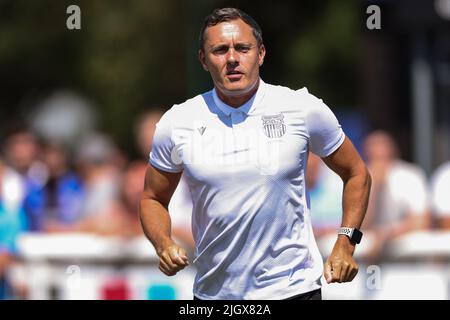 Grimsby, England, 9th July 2022. Paul Hurst Manager of Grimsby Town during the Pre Season Friendly match at the Linden Club, Grimsby. Picture credit should read: Jonathan Moscrop / Sportimage Stock Photo