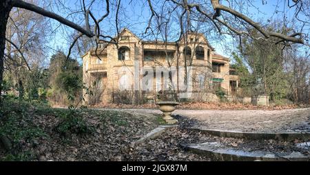 View of Summer Palace of former Royal Greek family at Tatoi, Acharnes, Greece. Abandoned palace in Greece Stock Photo