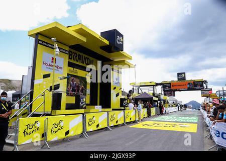 Illustration picture shows the finish line of stage eleven of the Tour de France cycling race, a 149km race from Albertville to Col du Granon Serre Chevalier, France, on Wednesday 13 July 2022. This year's Tour de France takes place from 01 to 24 July 2022. BELGA PHOTO DAVID STOCKMAN - UK OUT Stock Photo