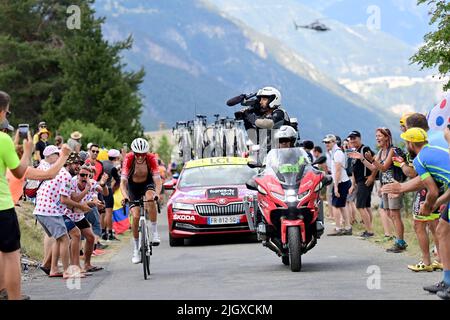 Granon, France, 13th July 2022. A general view during Stage 11 of the Tour De France, Albertville to Col du Granon Serre Chevalier. Credit: Pete Goding/Alamy Live News Stock Photo