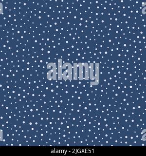 Falling snow on blue background, seamless pattern. Vector illustration Stock Vector
