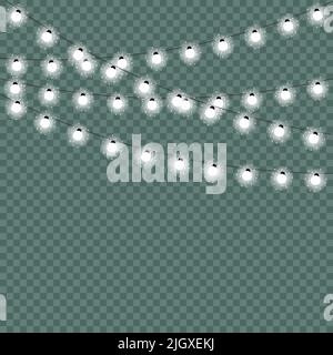 Christmas lights, garlands isolated. Vector illustration Stock Vector