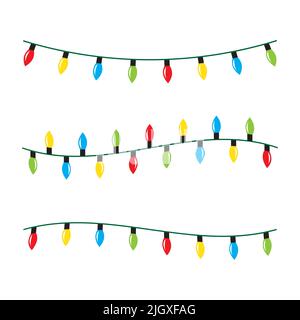 Christmas lights icon vector isolated on white background Stock Vector
