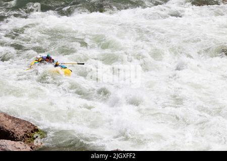 Rafting through Lava Falls on the Colorado River Stock Photo