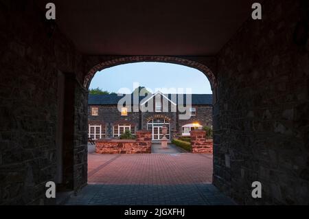 Courtyard and stone walled rose gardens in Virginia, Ireland Stock Photo