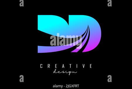 Creative colorful letter Dd d logo with leading lines and road concept design. Letters with geometric design. Vector Illustration with letter and crea Stock Vector