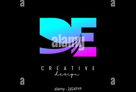 Creative colorful letter DE d e logo with leading lines and road concept design. Letters with geometric design. Vector Illustration with letter and cr Stock Vector