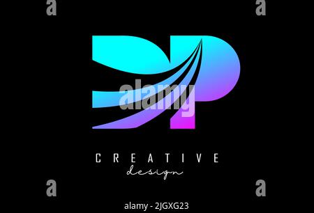 Creative colorful letter DP d p logo with leading lines and road concept design. Letters with geometric design. Vector Illustration with letter and cr Stock Vector
