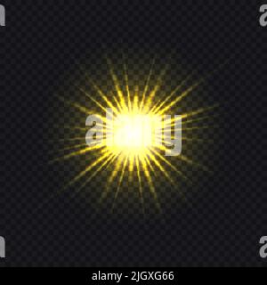 Sun rays on a transparent background. Vector illustration Stock Vector