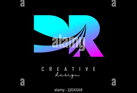 Creative colorful letter DR d r logo with leading lines and road concept design. Letters with geometric design. Vector Illustration with letter and cr Stock Vector