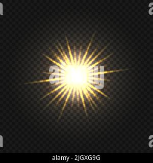 Sun rays on a transparent background. Vector illustration Stock Vector