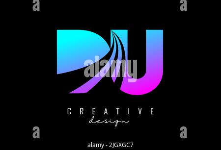 Creative colorful letter Du d u logo with leading lines and road concept design. Letters with geometric design. Vector Illustration with letter and cr Stock Vector