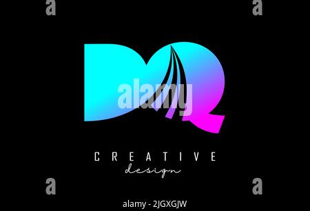 Creative colorful letter DQ d q logo with leading lines and road concept design. Letters with geometric design. Vector Illustration with letter and cr Stock Vector