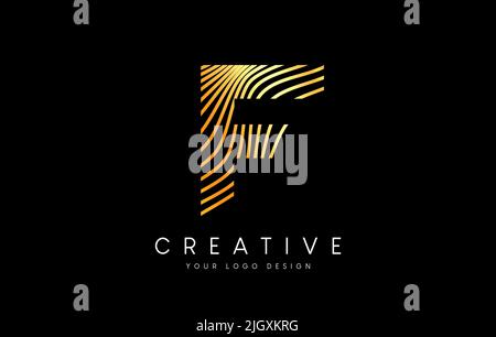 Warp Zebra Lines Letter Y logo Design with Golden Lines and Creative ...