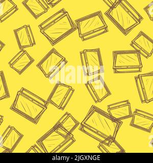 Opened window lean forward seamless pattern. Retro element inside wall in hand drawn style. Sketch texture for fabric, wallpaper, textile, print, titl Stock Vector